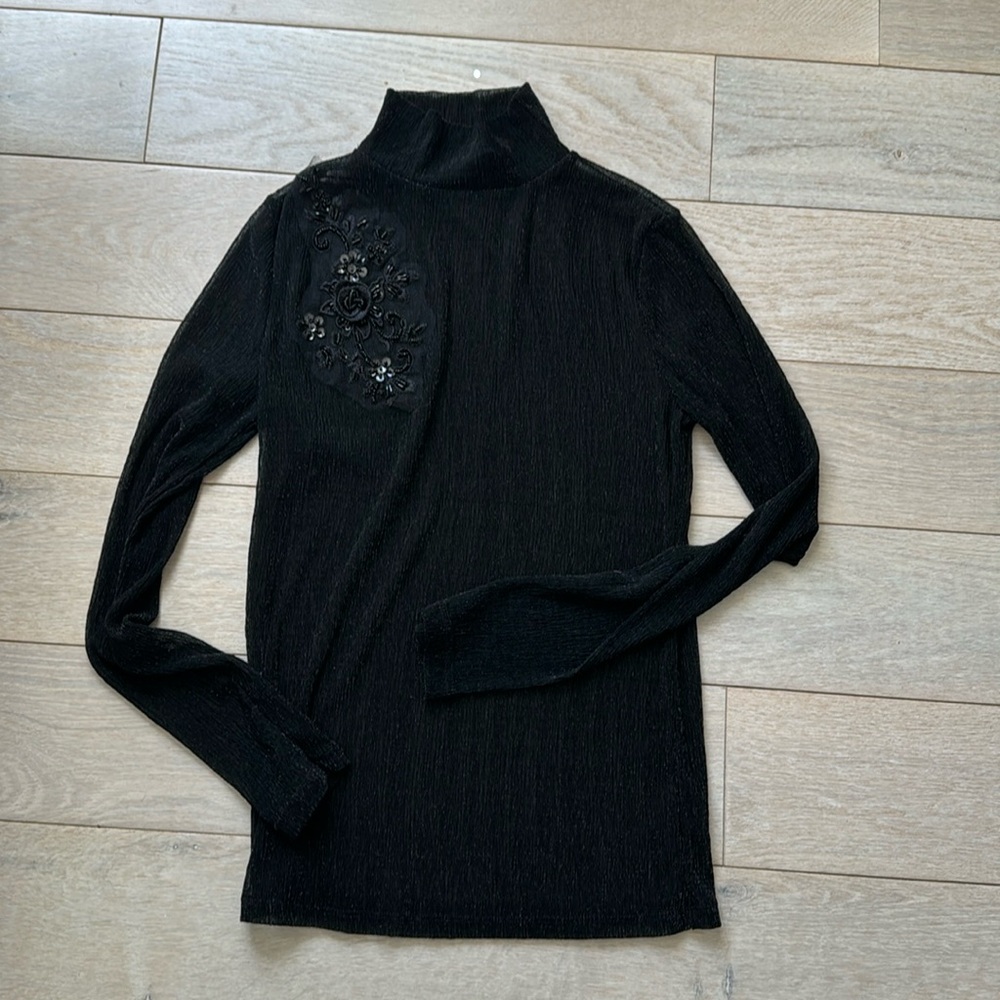 Mango Embellished Sheer Turtleneck